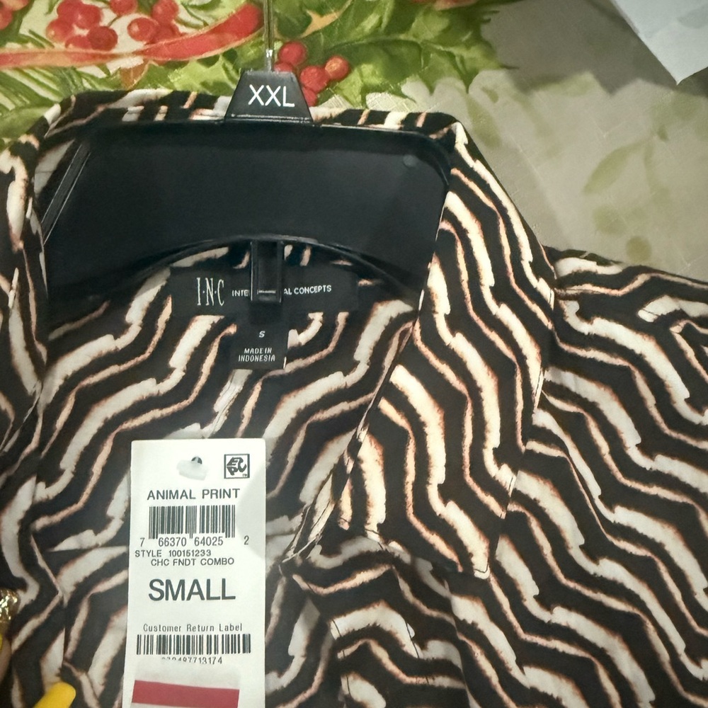 INC International Concepts Zebra Print Top - Black and Brown